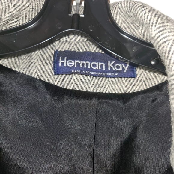 Winter Time by HERMAN KAY Wool Jacket Coat Overcoat Button Herringbone Size 16W - Picture 5 of 5